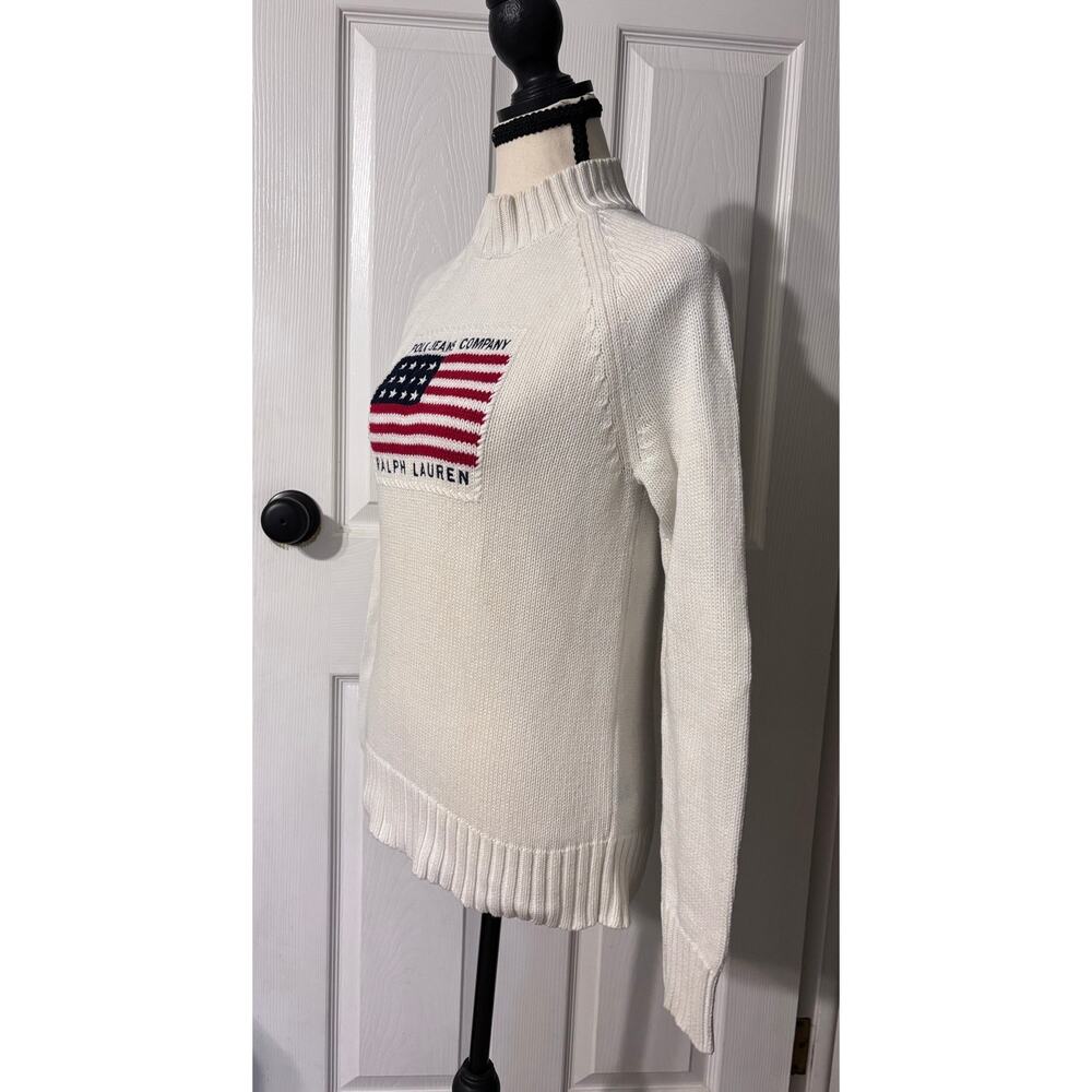 Polo Jeans Co. Ralph Lauren American Flag Knit Sweater Women's Small 100% Cotton - Picture 3 of 5